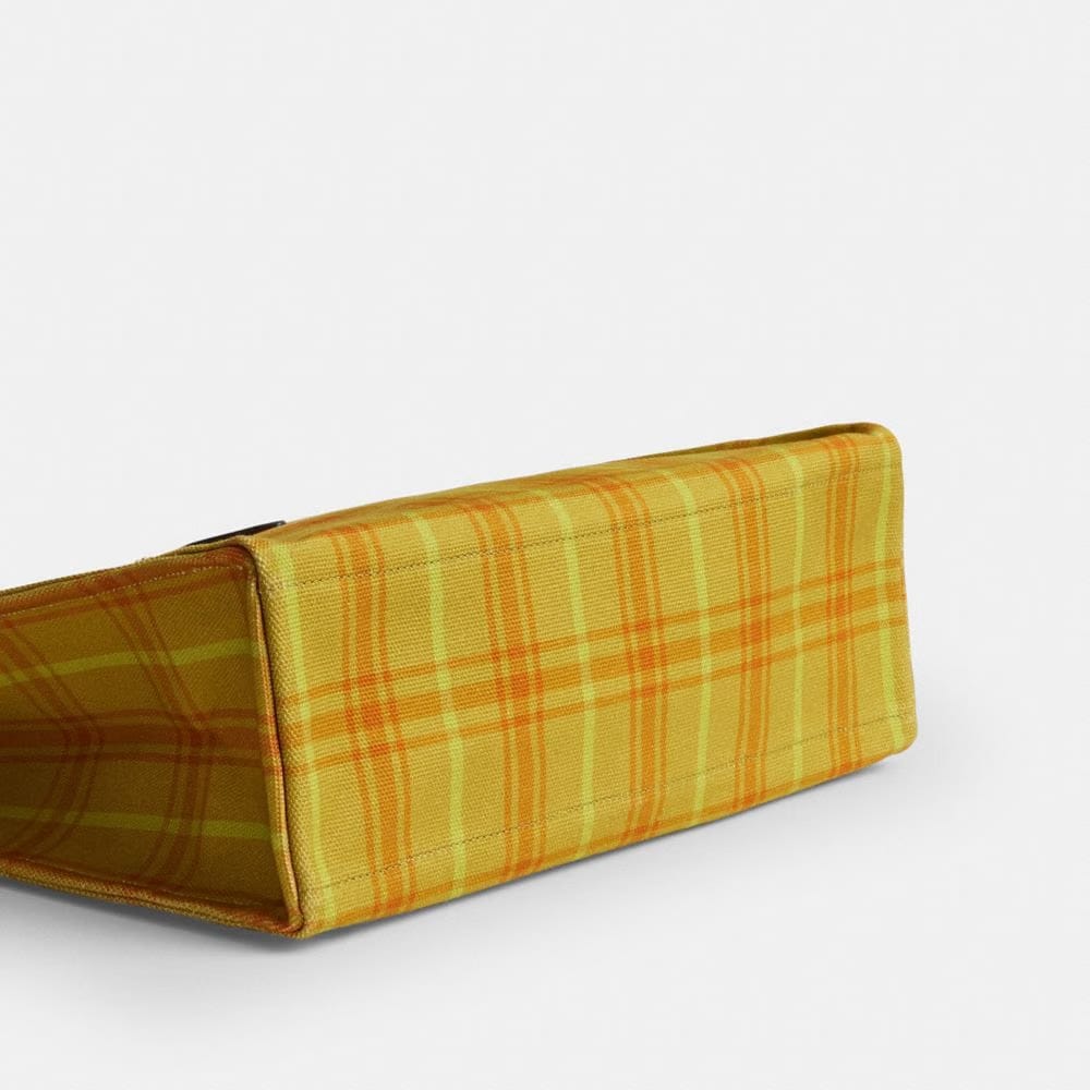 Canvas Tote Bag With Plaid Print