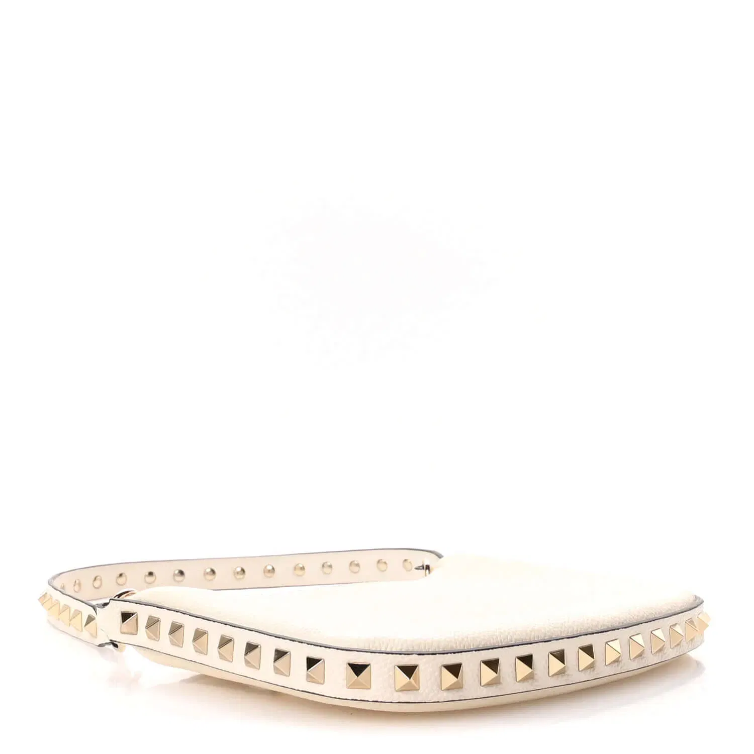 Grainy Calfskin Mini Rockstud Hobo Ivory