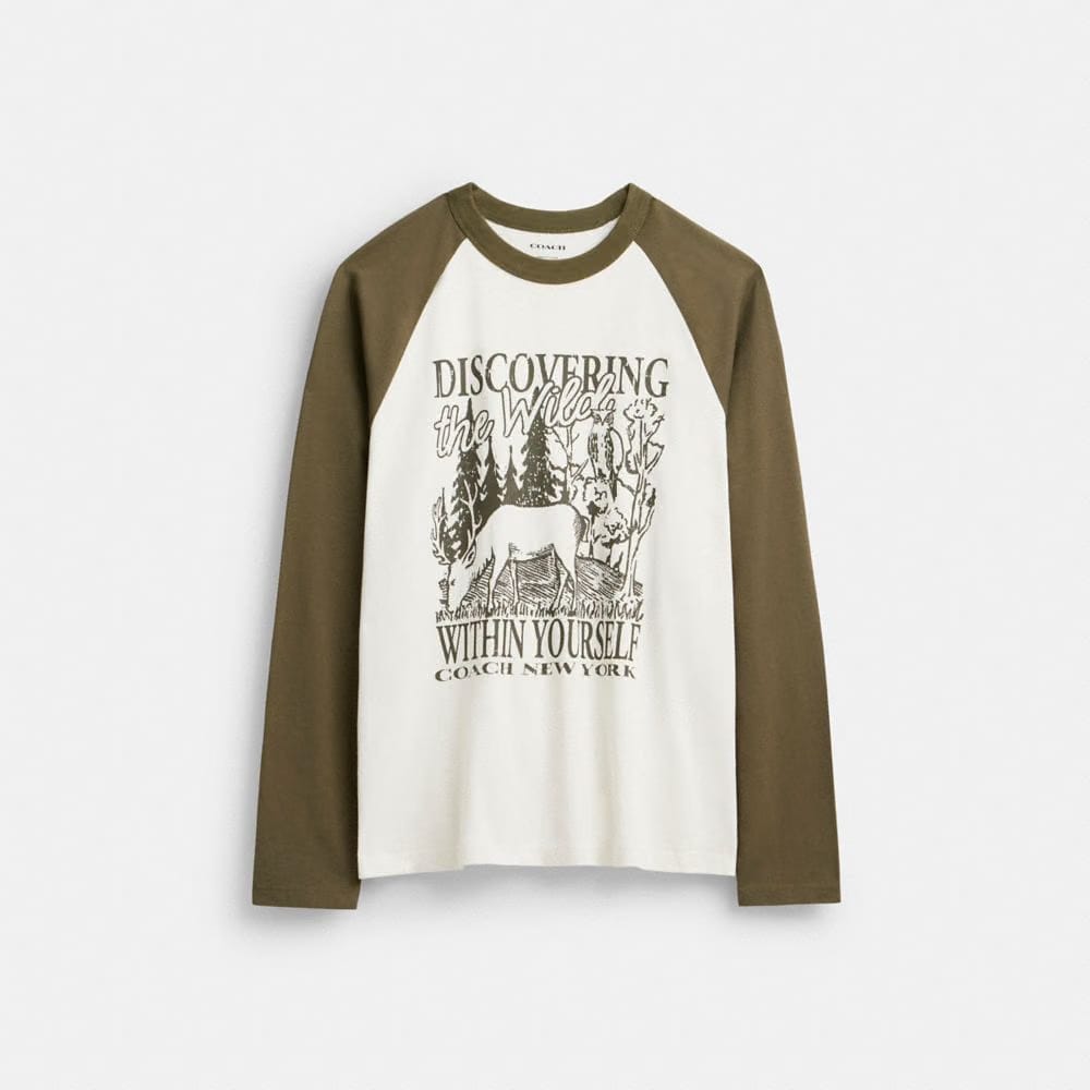 Wild Raglan Crewneck Long Sleeve T-Shirt In Organic Cotton