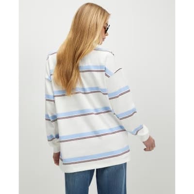Blue Long Sleeve Stripe Number Sweatshirt