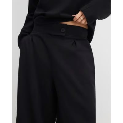 Black Tailored Jersey Wide Leg Trousers