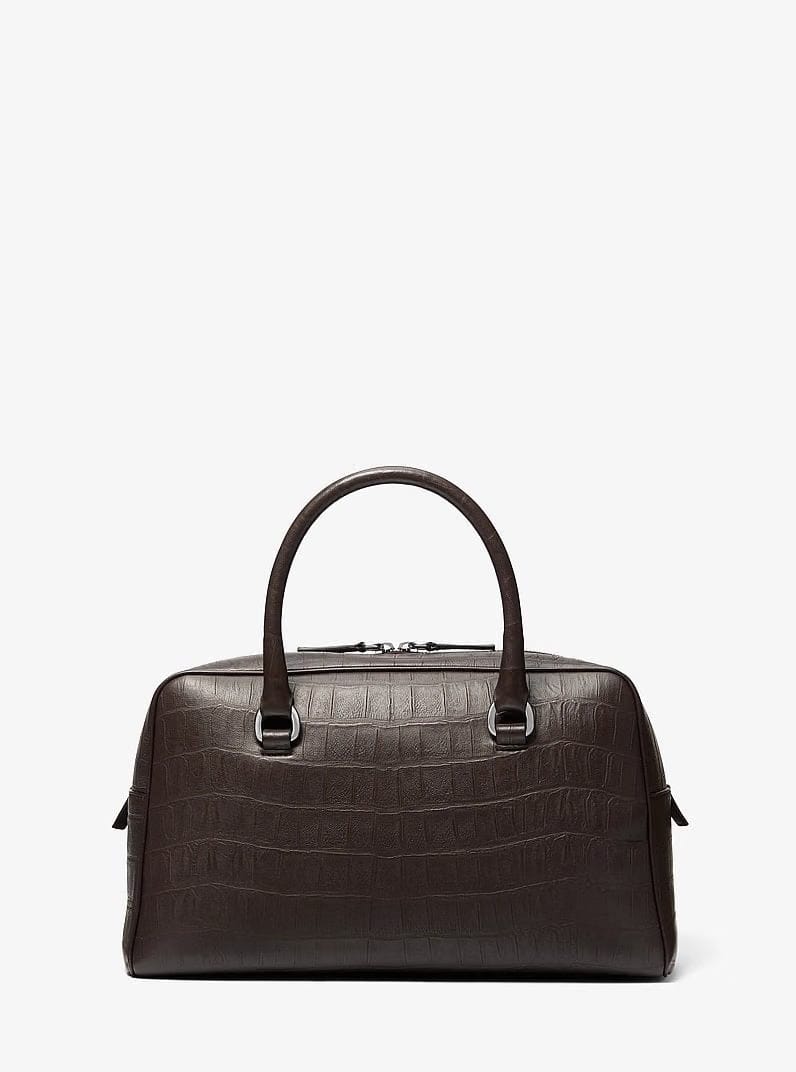 Michael Kors Kasia Medium Crocodile Embossed Leather Satchel Chocolate