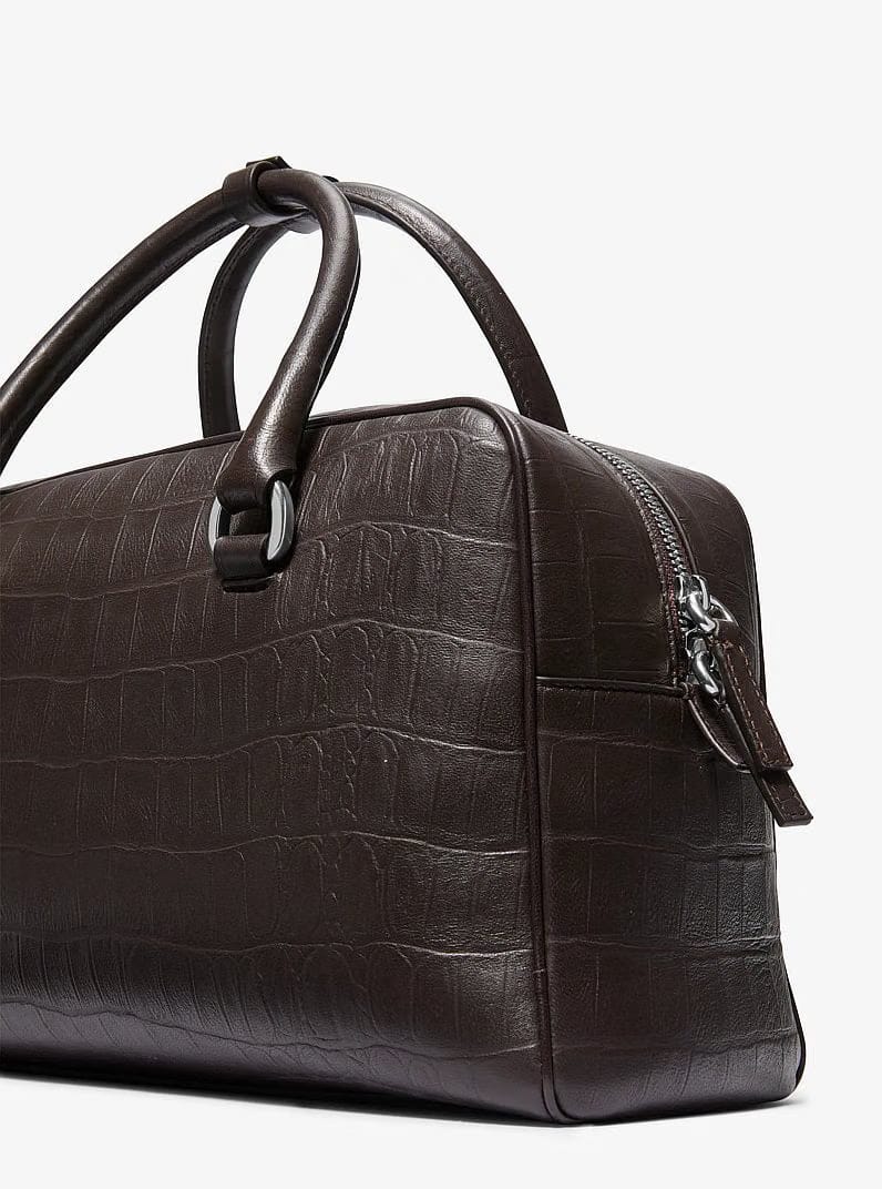 Michael Kors Kasia Medium Crocodile Embossed Leather Satchel Chocolate