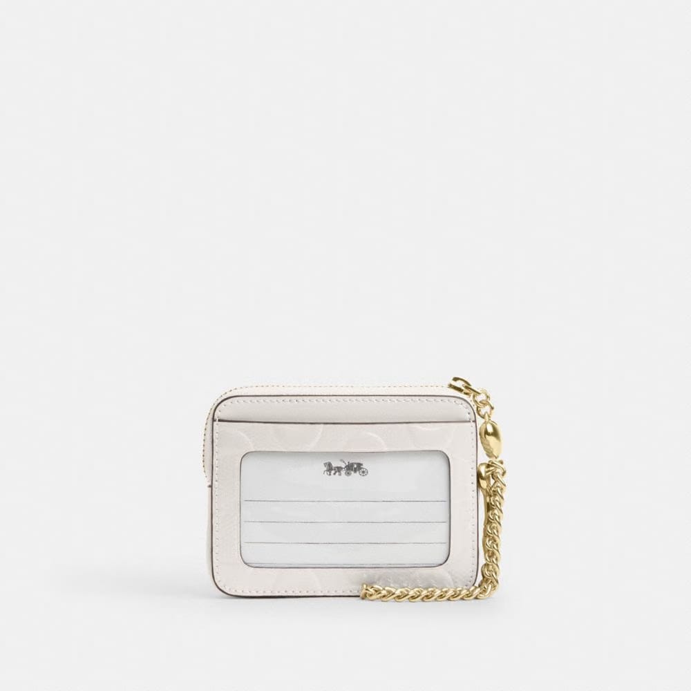 Zip Card Case In Signature Leather With Heart Charm