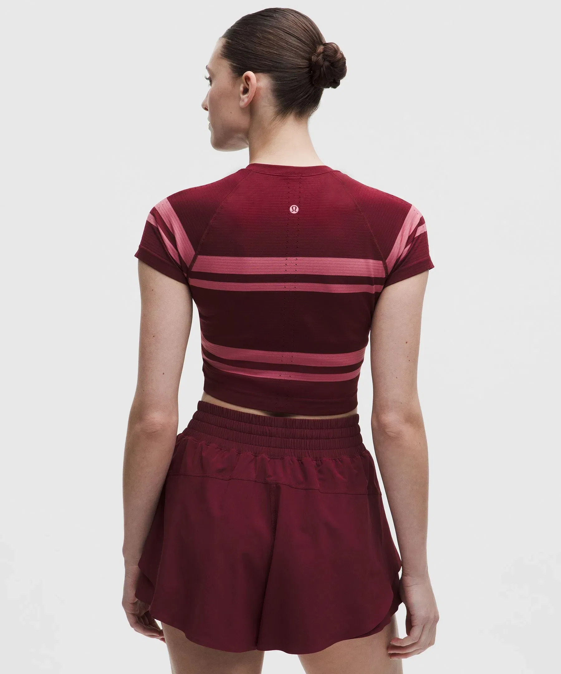 Lululemon Women's Swiftly Tech Cropped Short-Sleeve Shirt 2.0 *Stripe