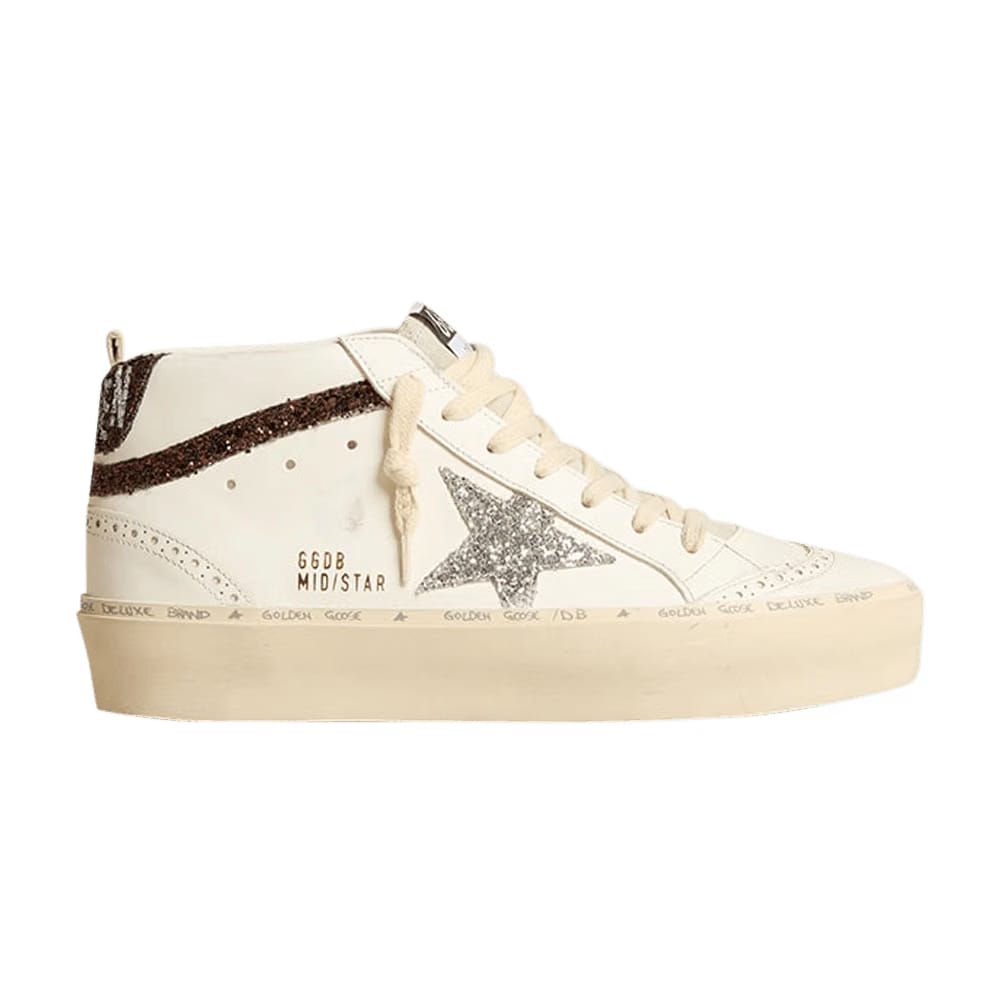 Golden Goose Wmns Mid Star High 'White Silver Brown'