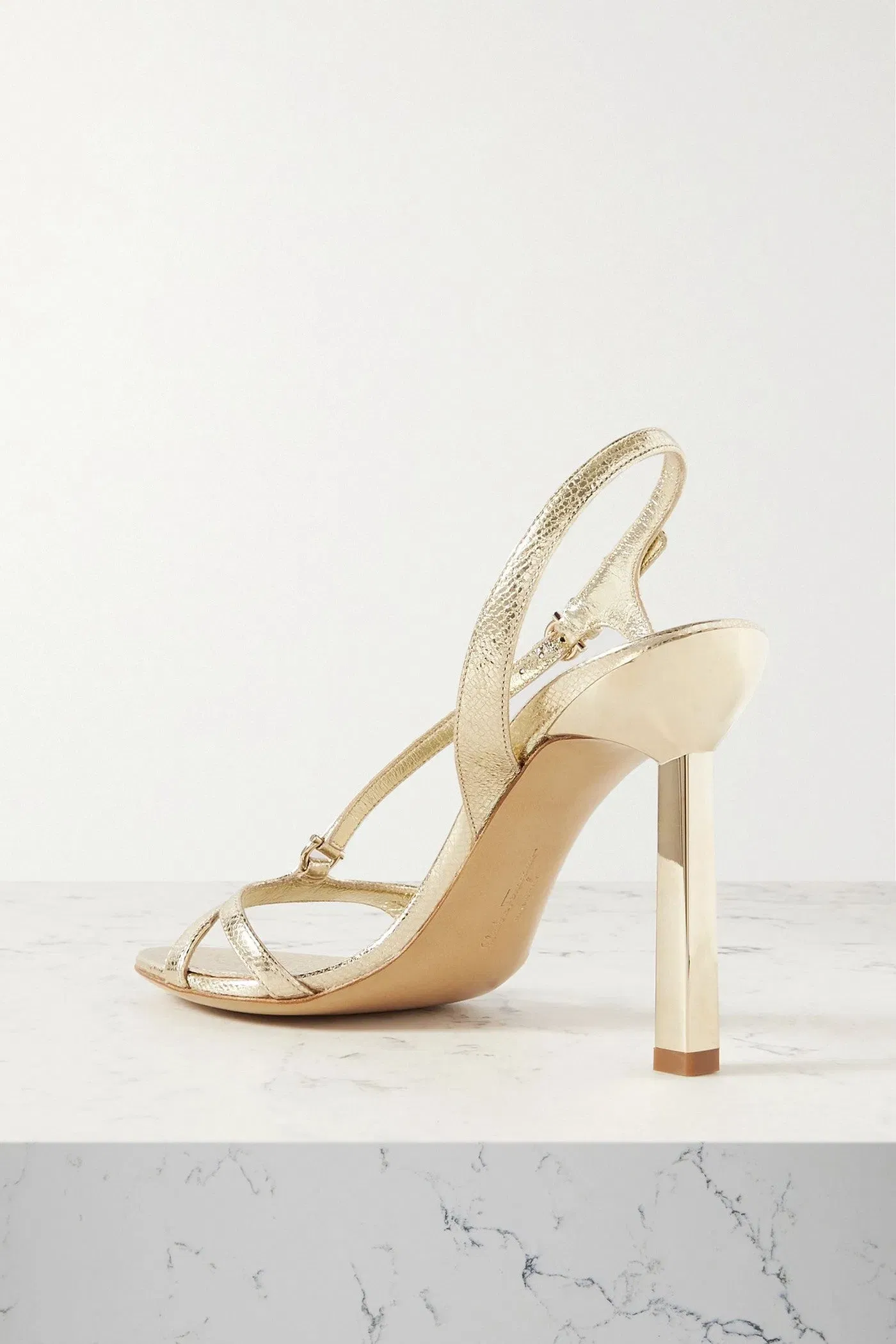 Ferragamo Metallic Leather Sandals Gold Women's