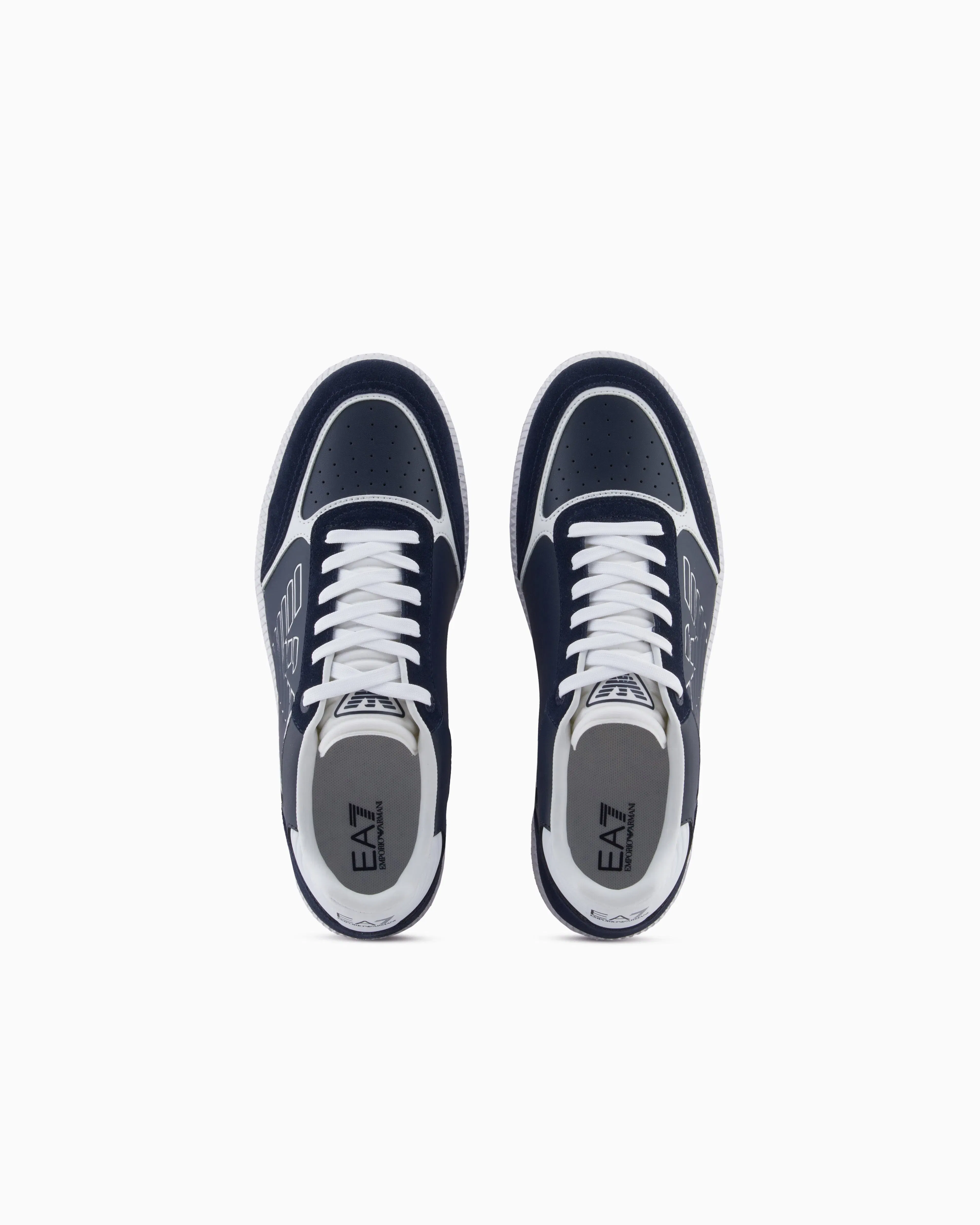 Ea7 High-Top Sneaker In Leather And Suede New Heritage Eagle Blue