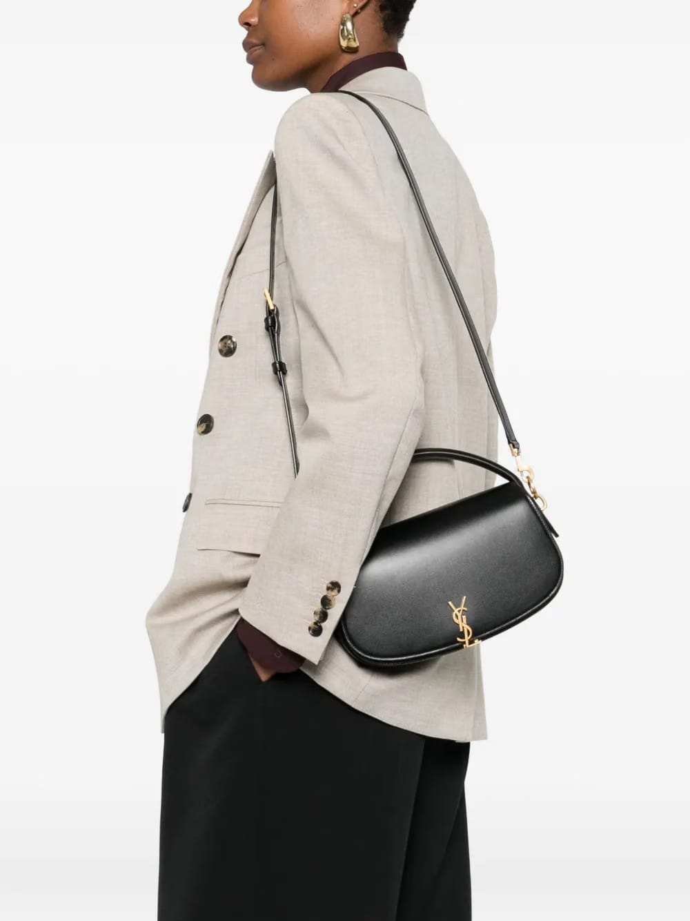 logo-plaque curved shoulder bag