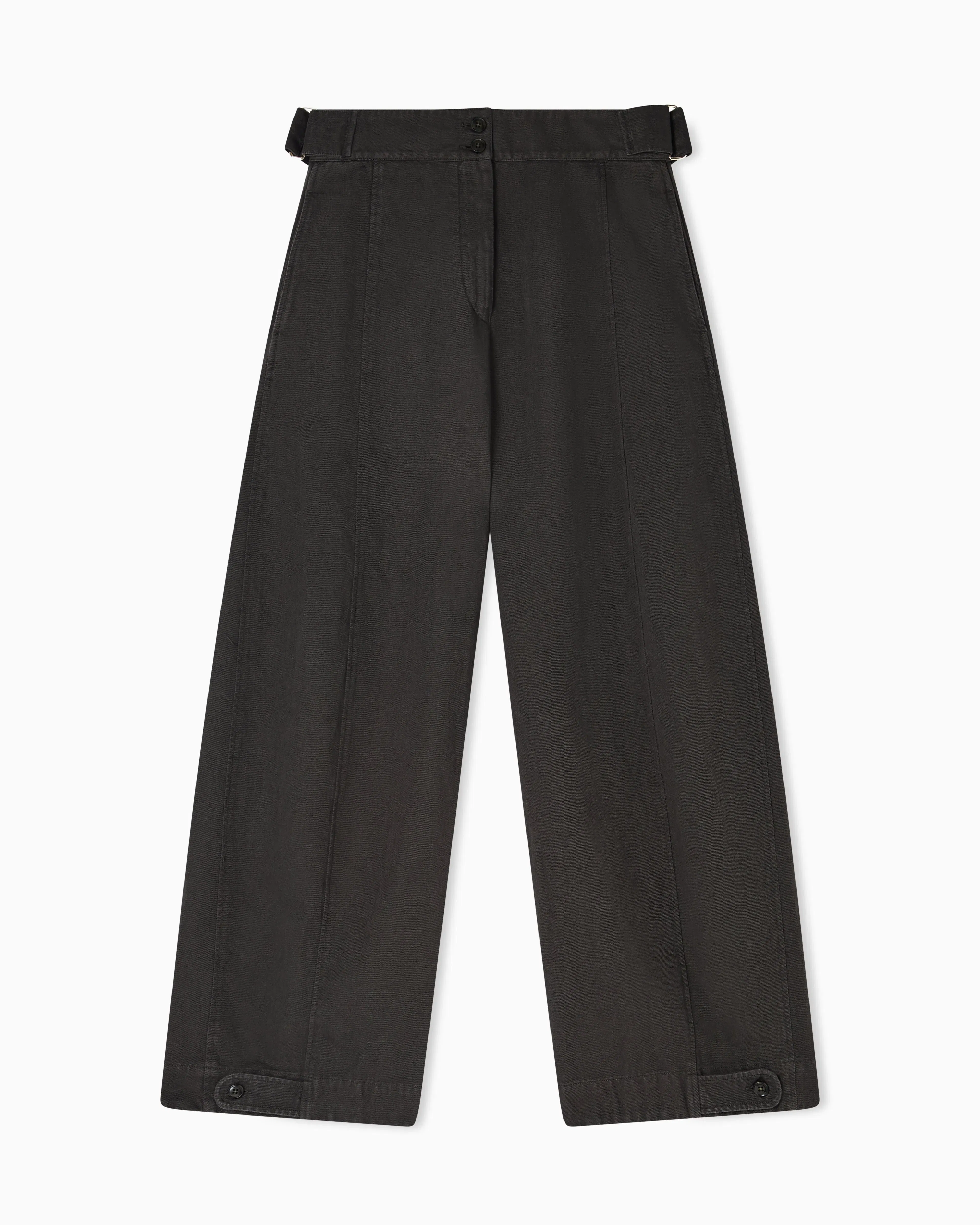 Emporio Armani Garment-dyed linen-blend oval-leg trousers