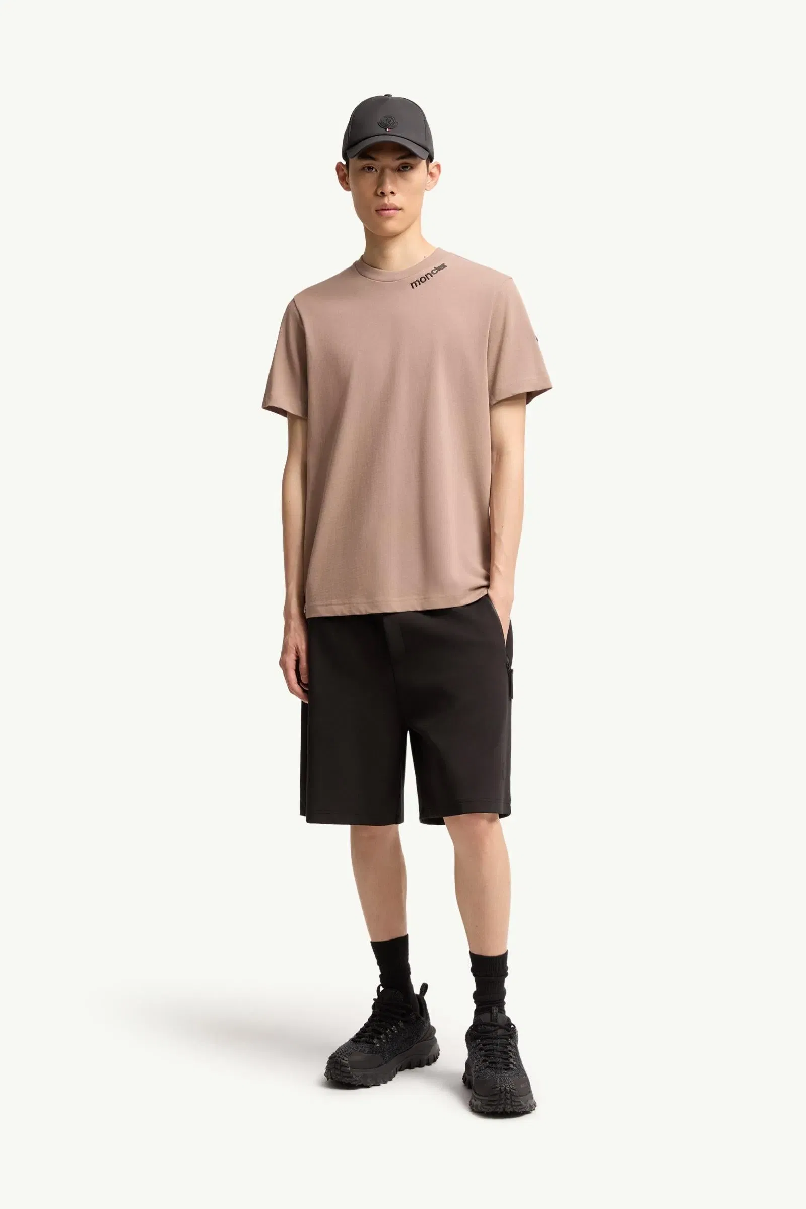 Moncler Cotton Jersey Logo T-Shirt Beige Beige