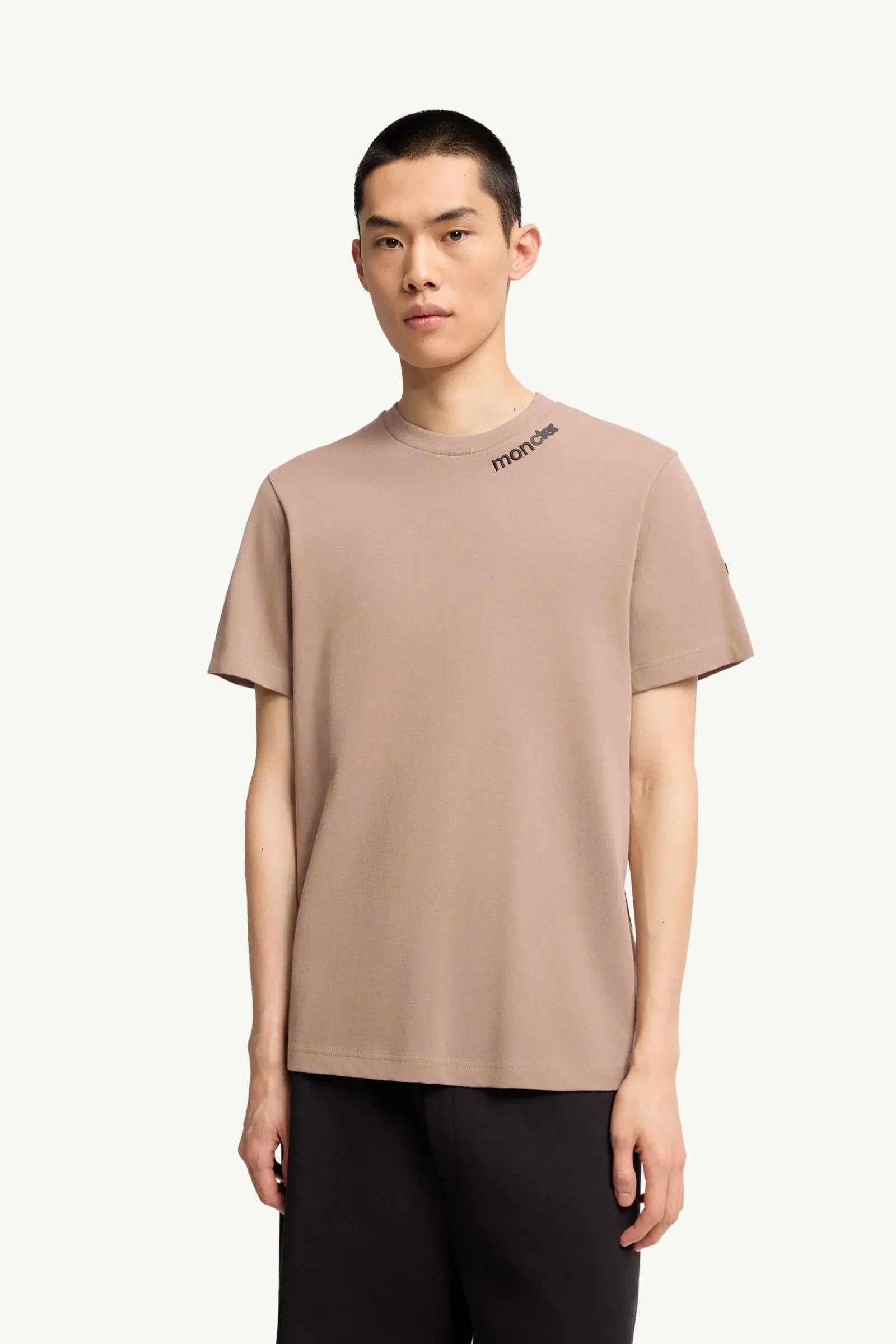 Moncler Cotton Jersey Logo T-Shirt Beige Beige