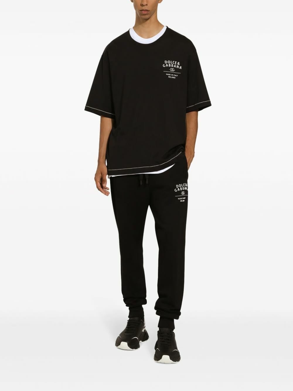 Dolce & Gabbana Black Logo-Print Cotton T-Shirt