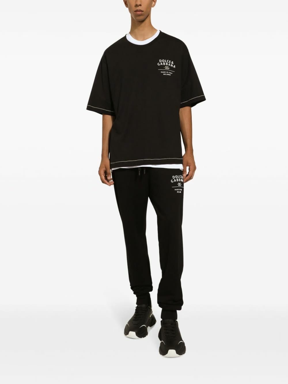 Dolce & Gabbana Black Logo-Print Cotton T-Shirt