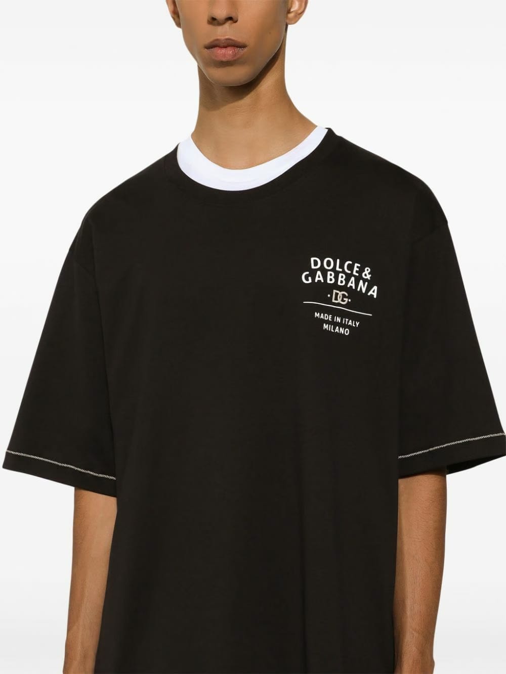 Dolce & Gabbana Black Logo-Print Cotton T-Shirt