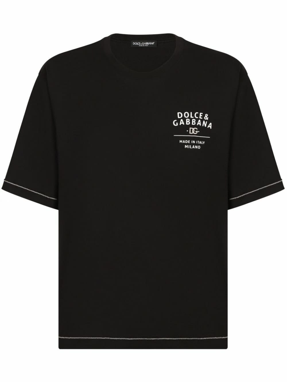 Dolce & Gabbana Black Logo-Print Cotton T-Shirt