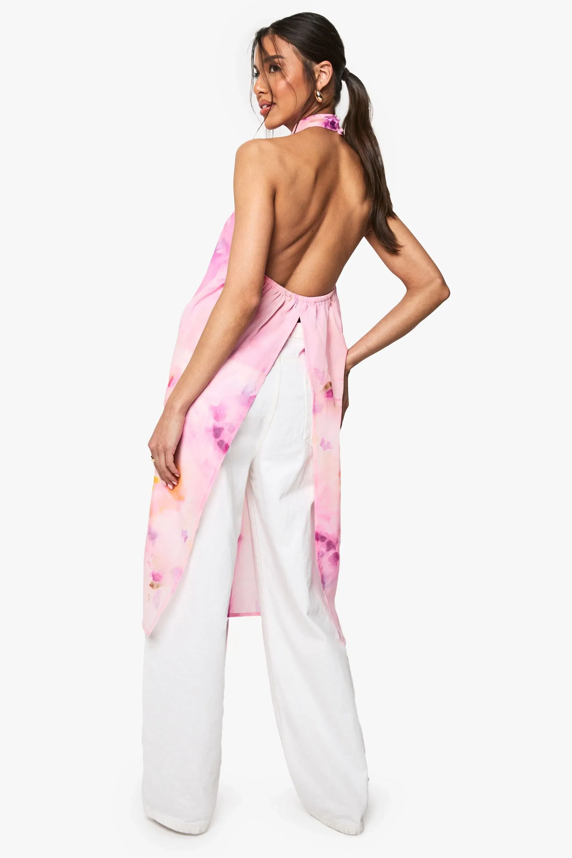 Floral Print High Neck Woven Maxi Top