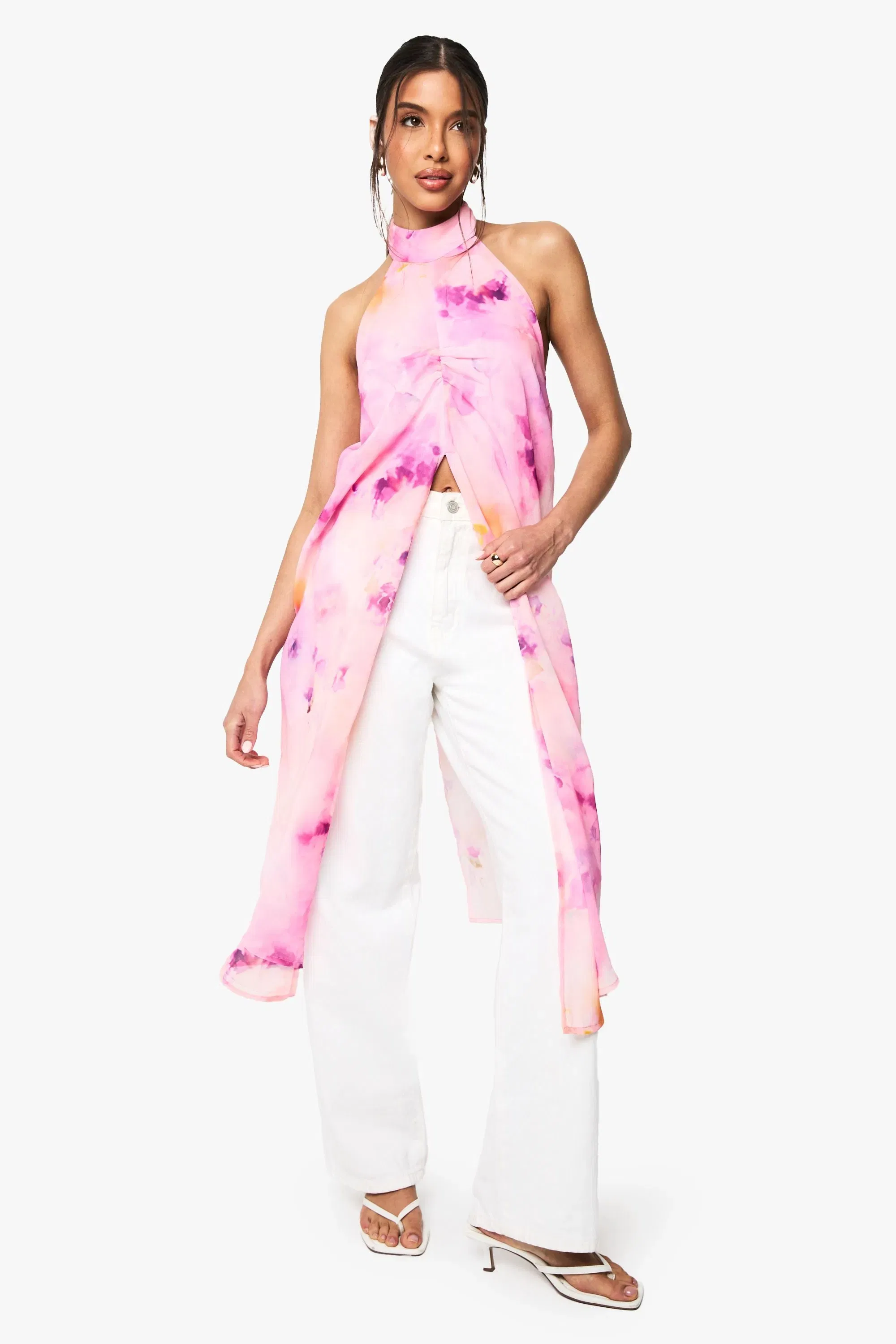 Floral Print High Neck Woven Maxi Top