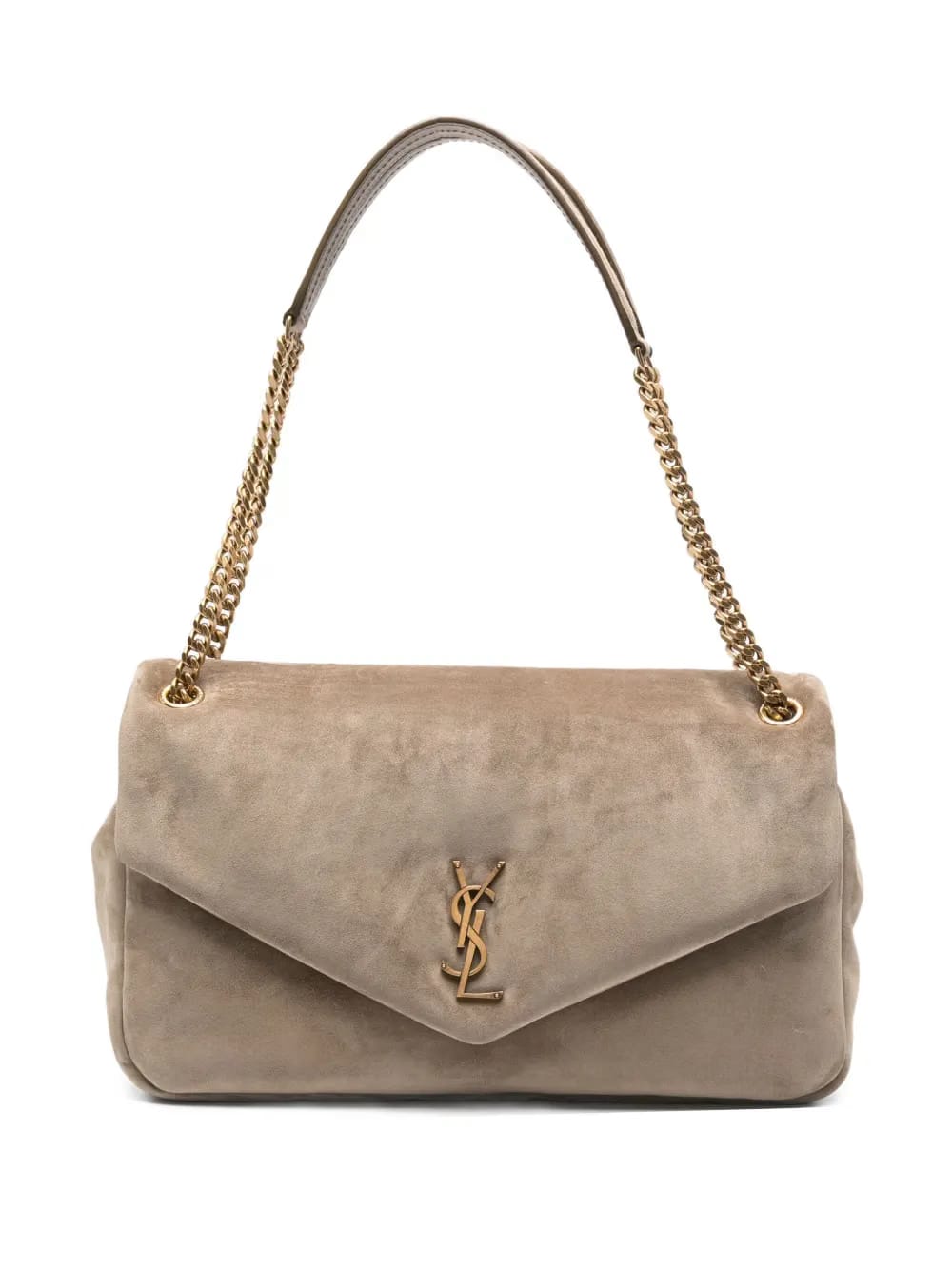 large Calypso logo-plaque suede shoulder bag