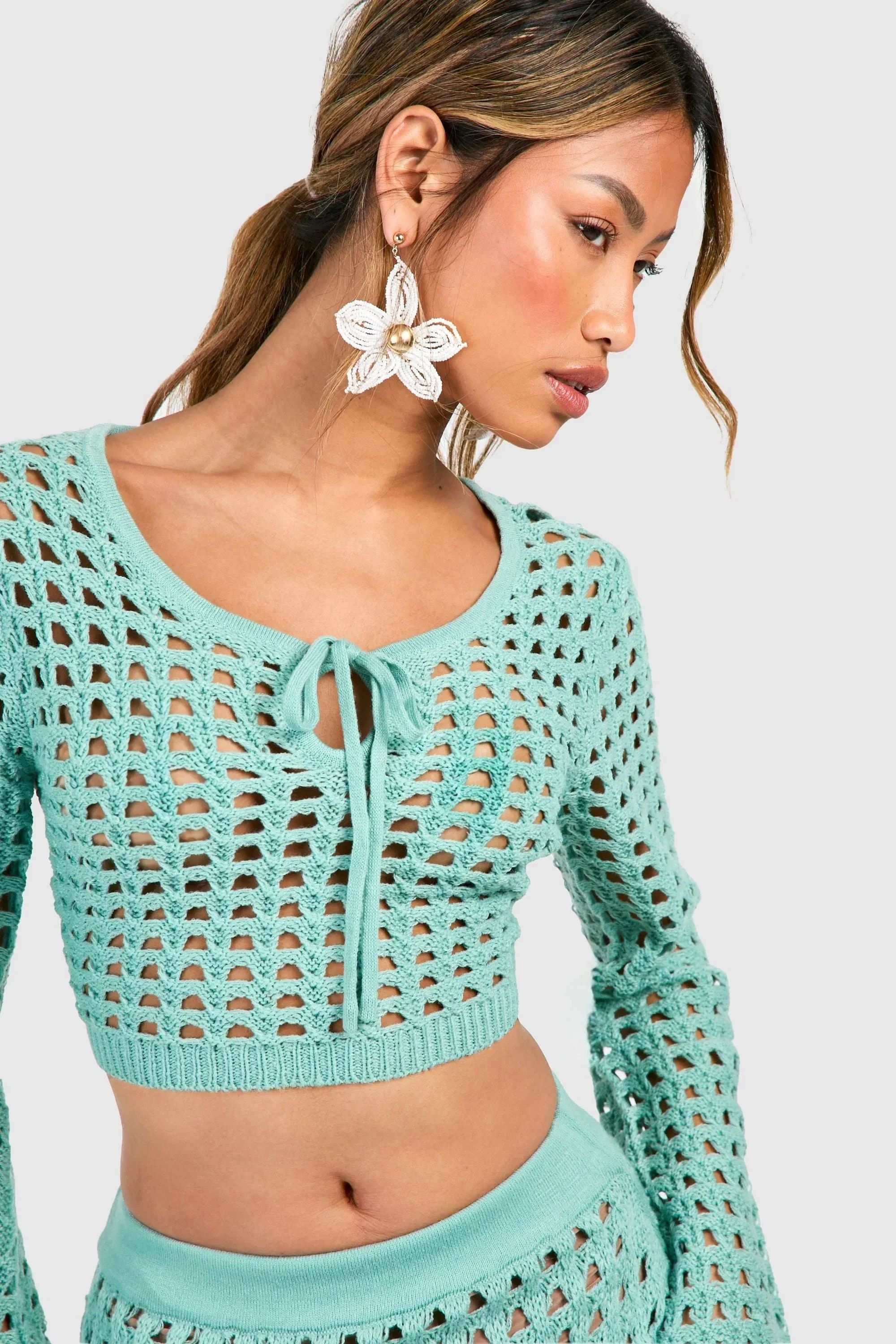 Crochet Lace Up Crop Top
