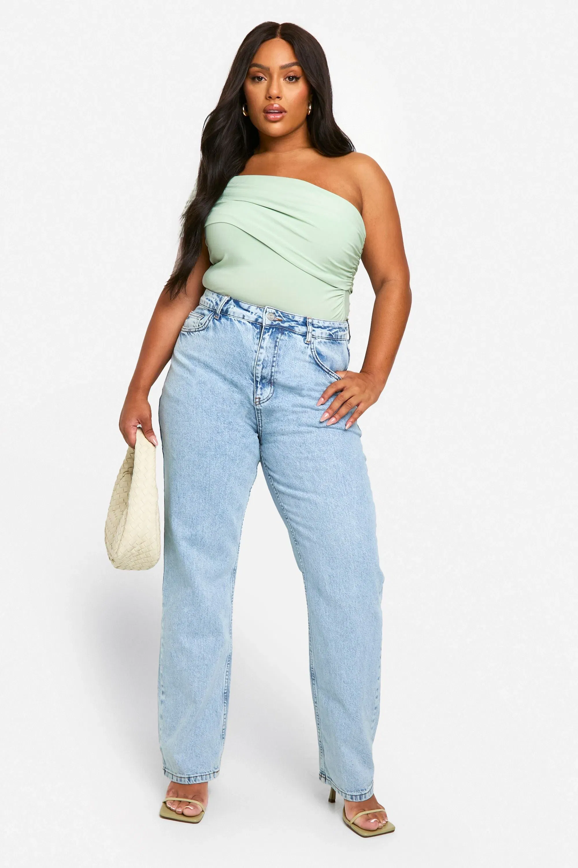 Plus Ruched Side Ruched Bardot Bodysuit
