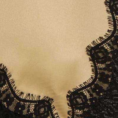 Beige Asymmetric Lace Satin T-Shirt