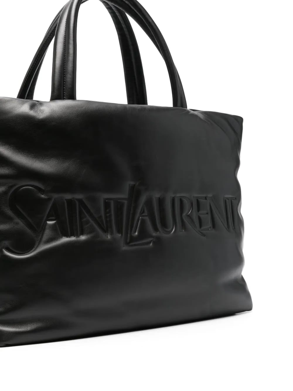 logo-debossed leather tote bag