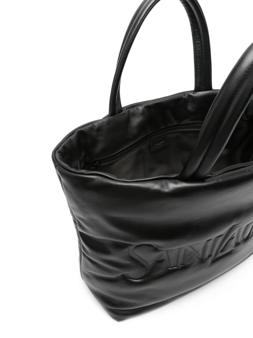logo-debossed leather tote bag