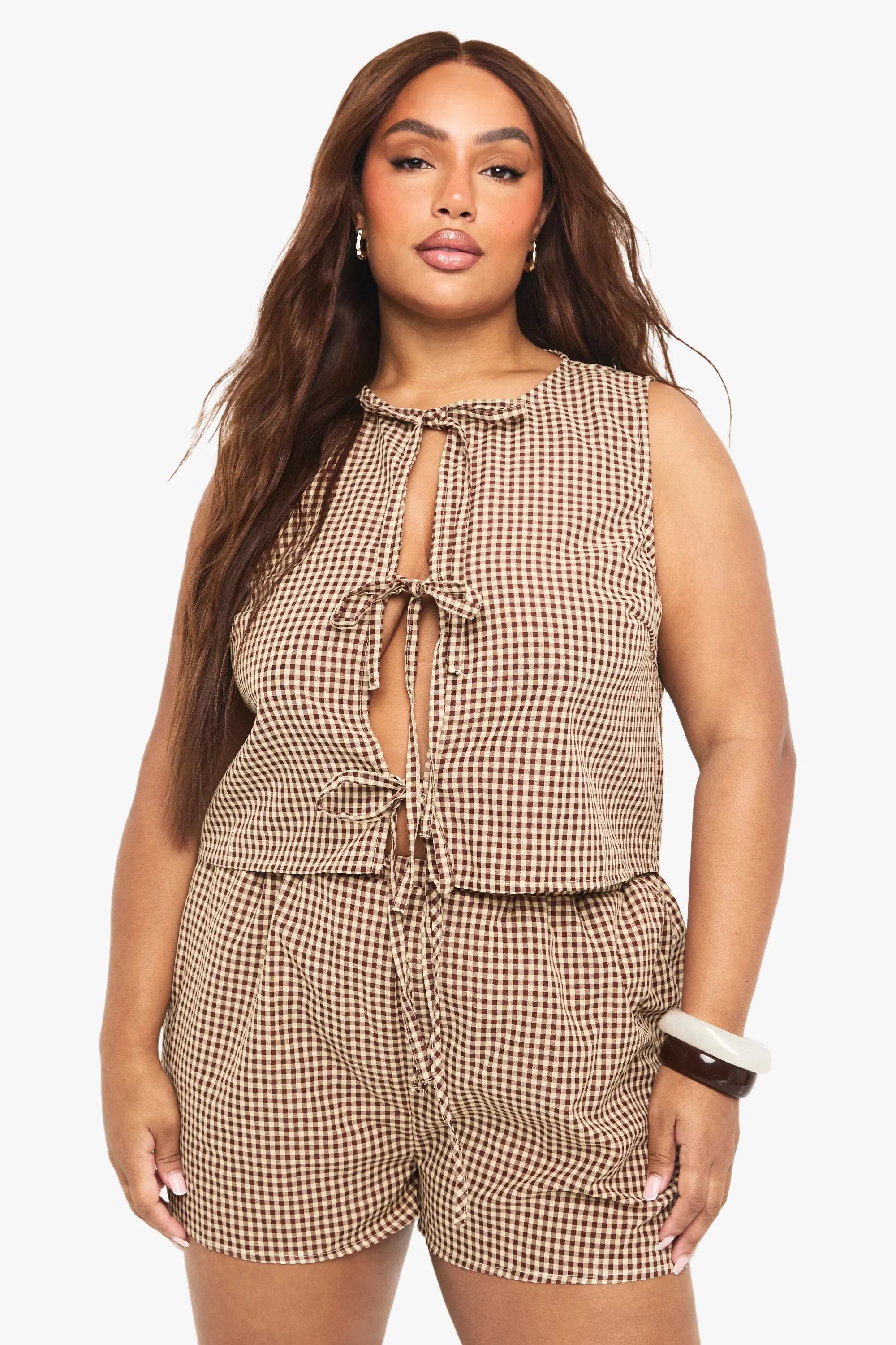 Plus Tie Front Top