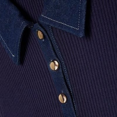 Navy Denim Knit Hybrid Mini Dress