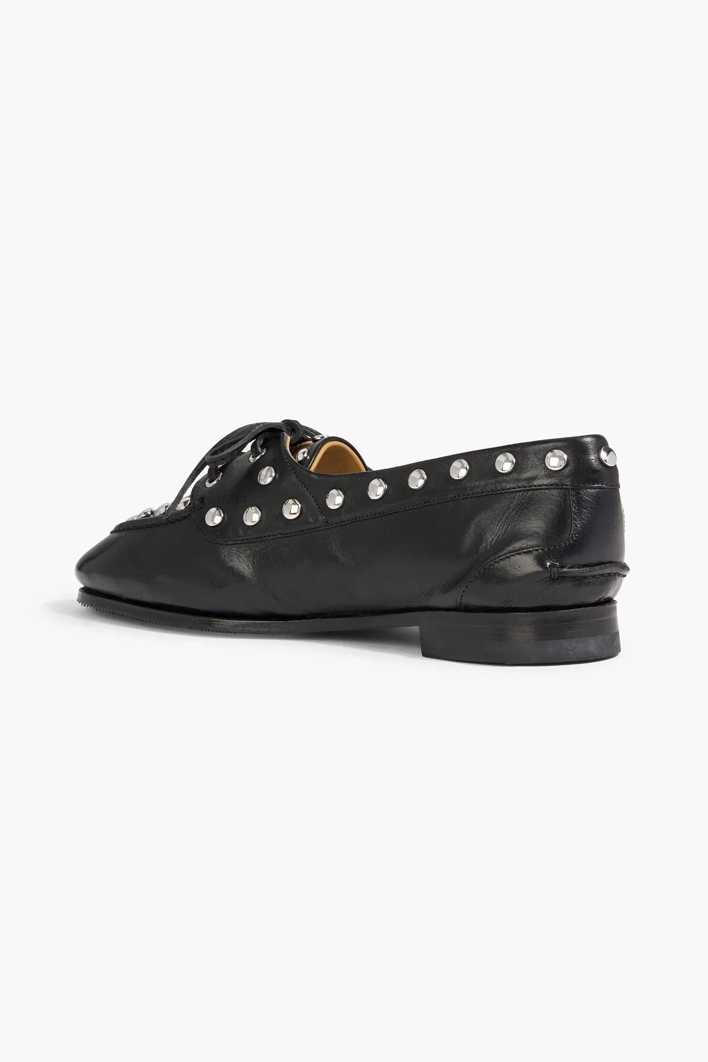 Bally Pathy Studded Leather Boat Shoes Black Women's