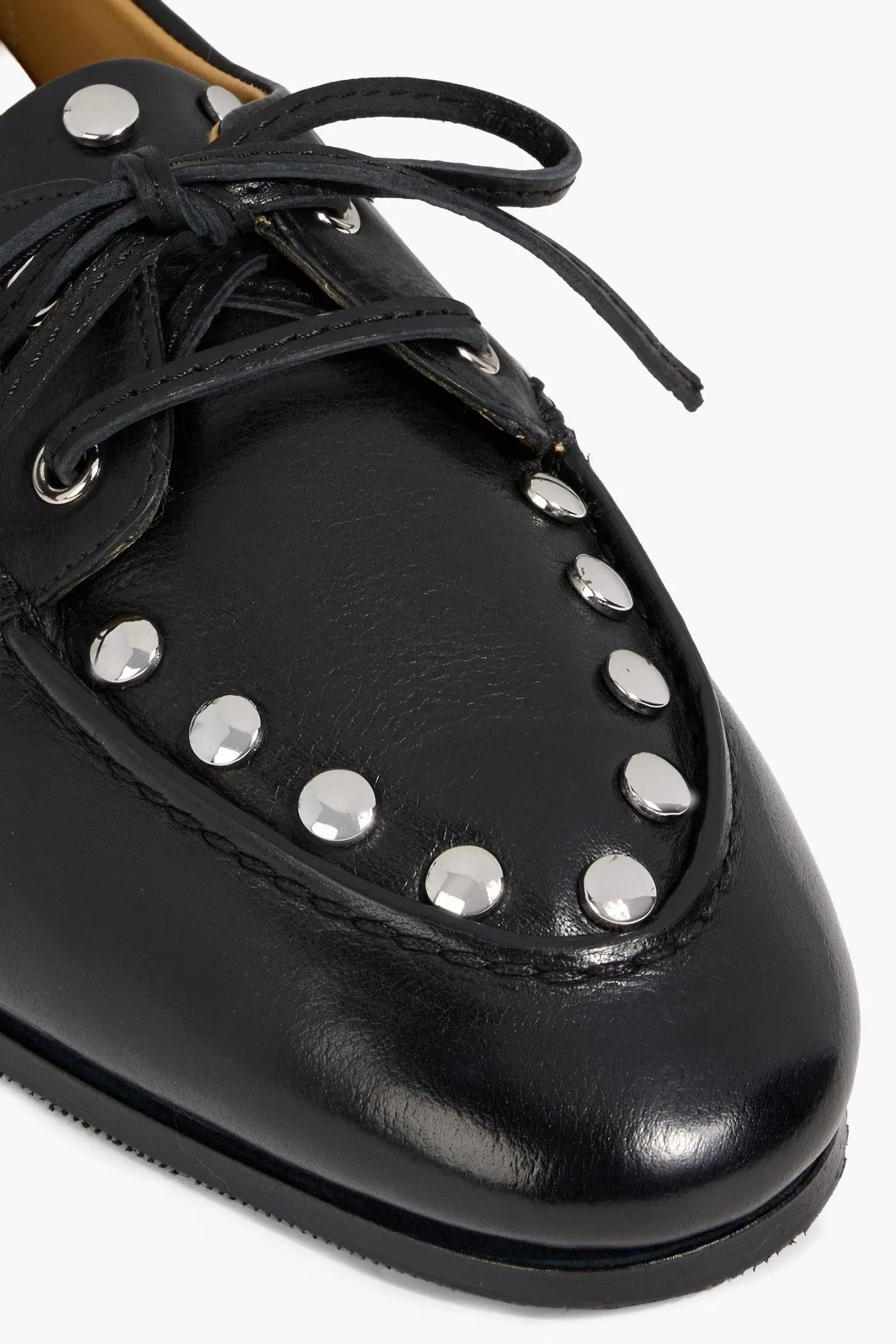 Bally Pathy Studded Leather Boat Shoes Black Women's