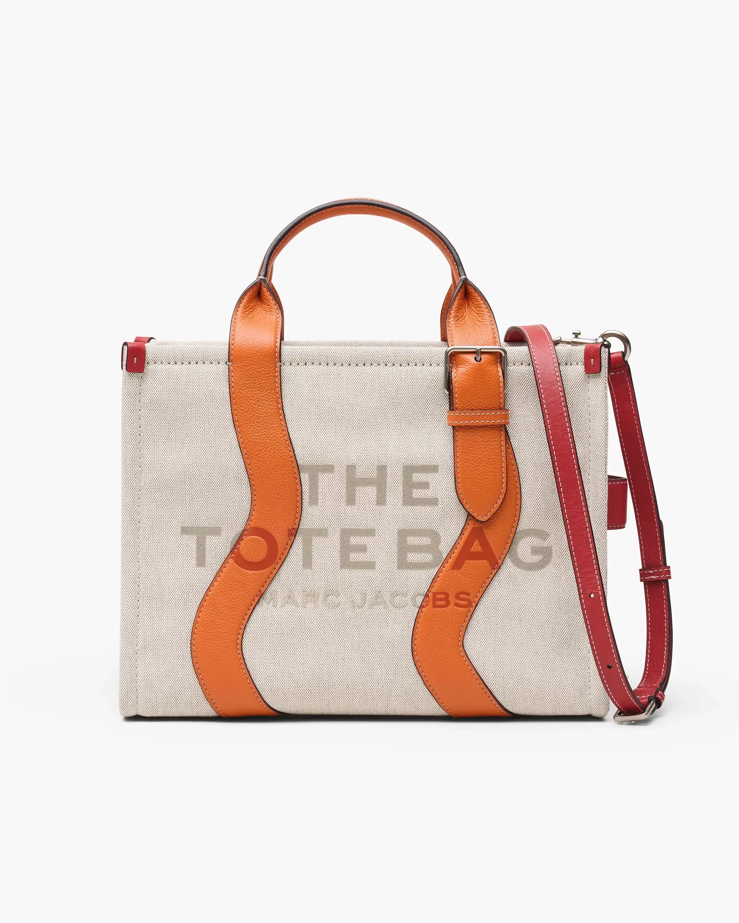 Marc Jacobs The Wavy Canvas Medium Tote Bag Beige/Orange