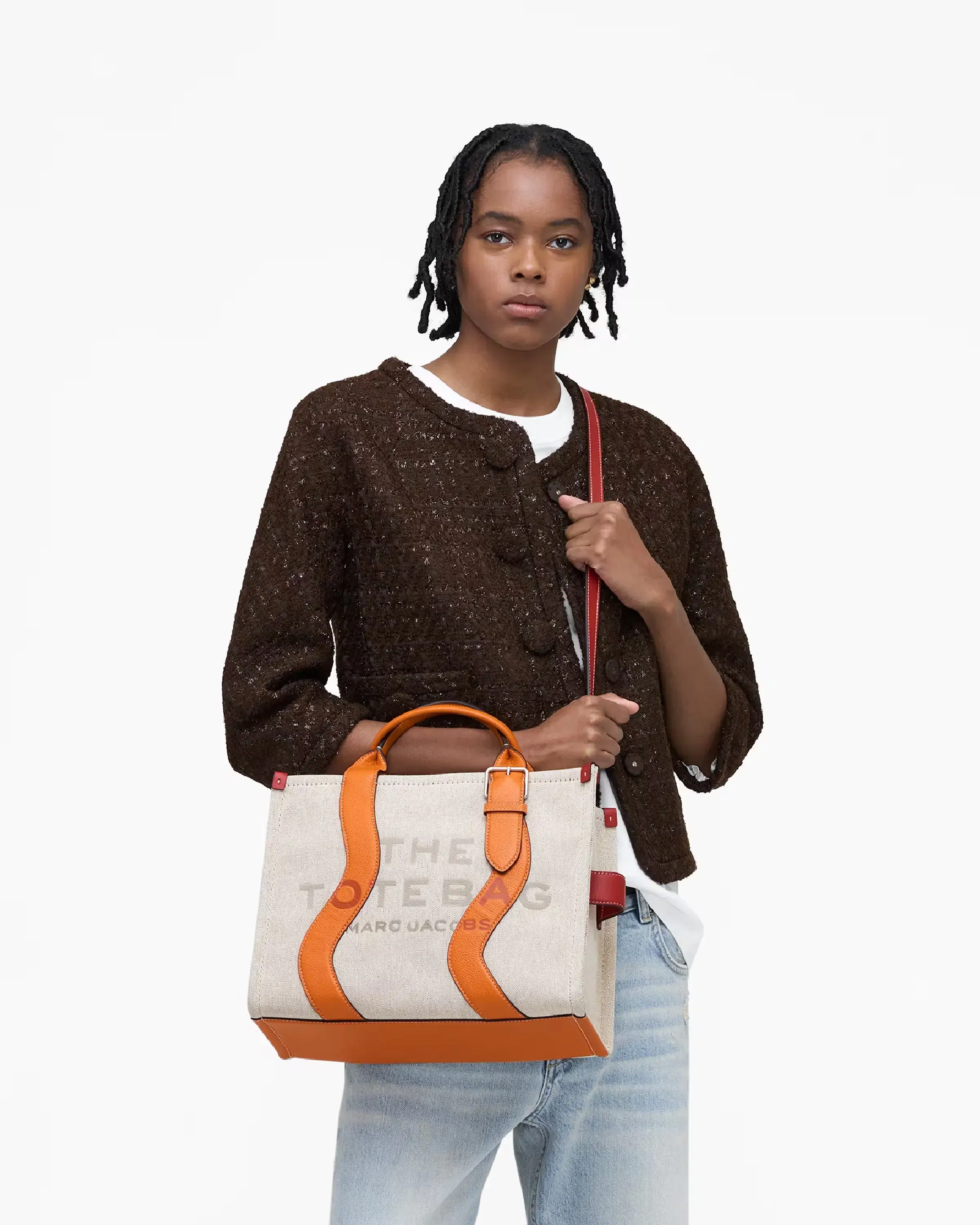 Marc Jacobs The Wavy Canvas Medium Tote Bag Beige/Orange