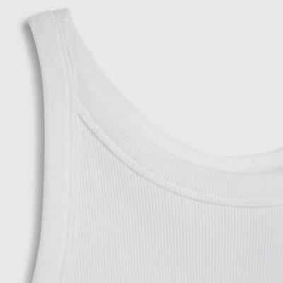 White Sleeveless Ribbed Tank Top