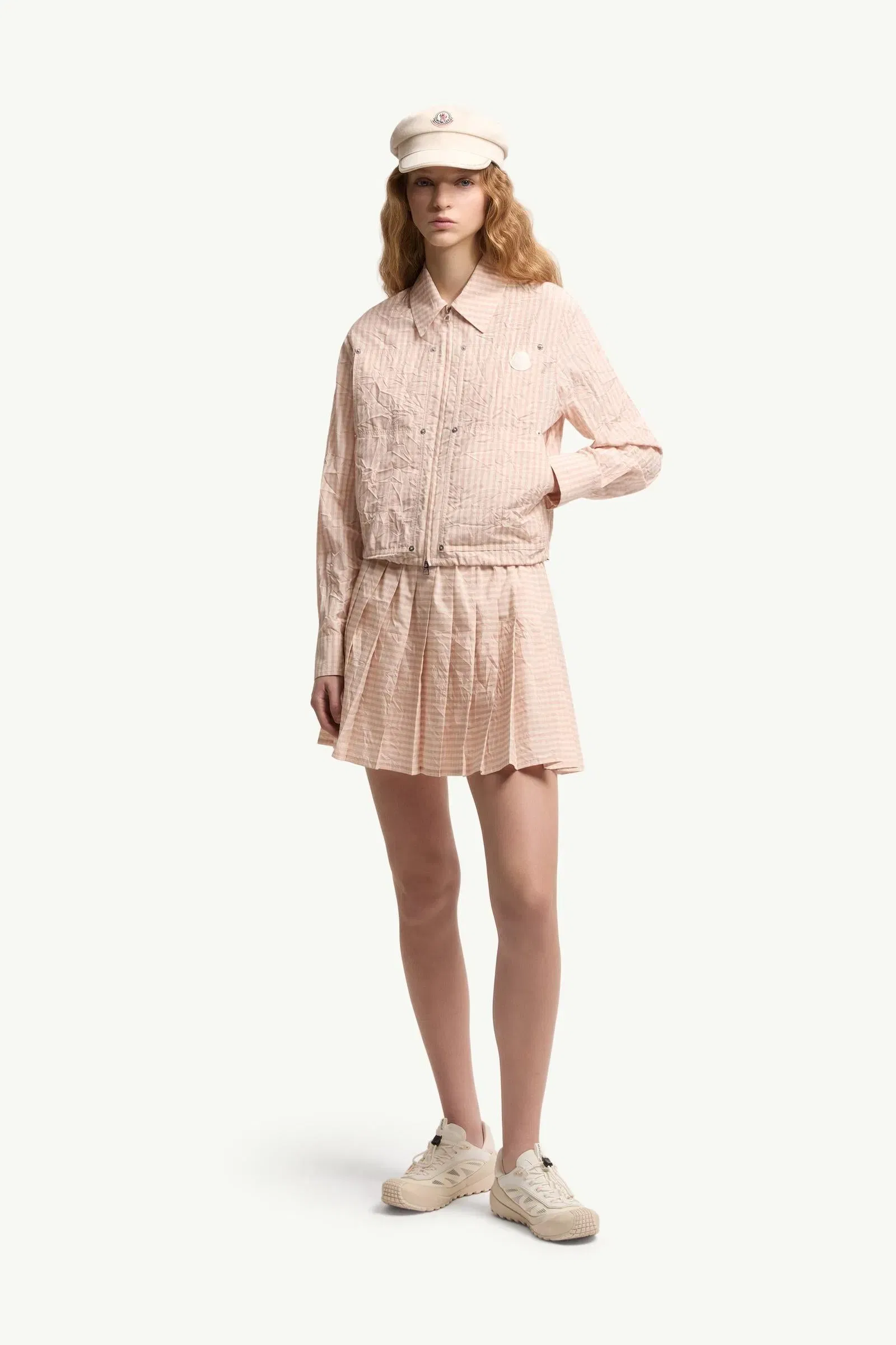 Moncler Vichy Cotton Blend Shirt Light Pink Light Pink