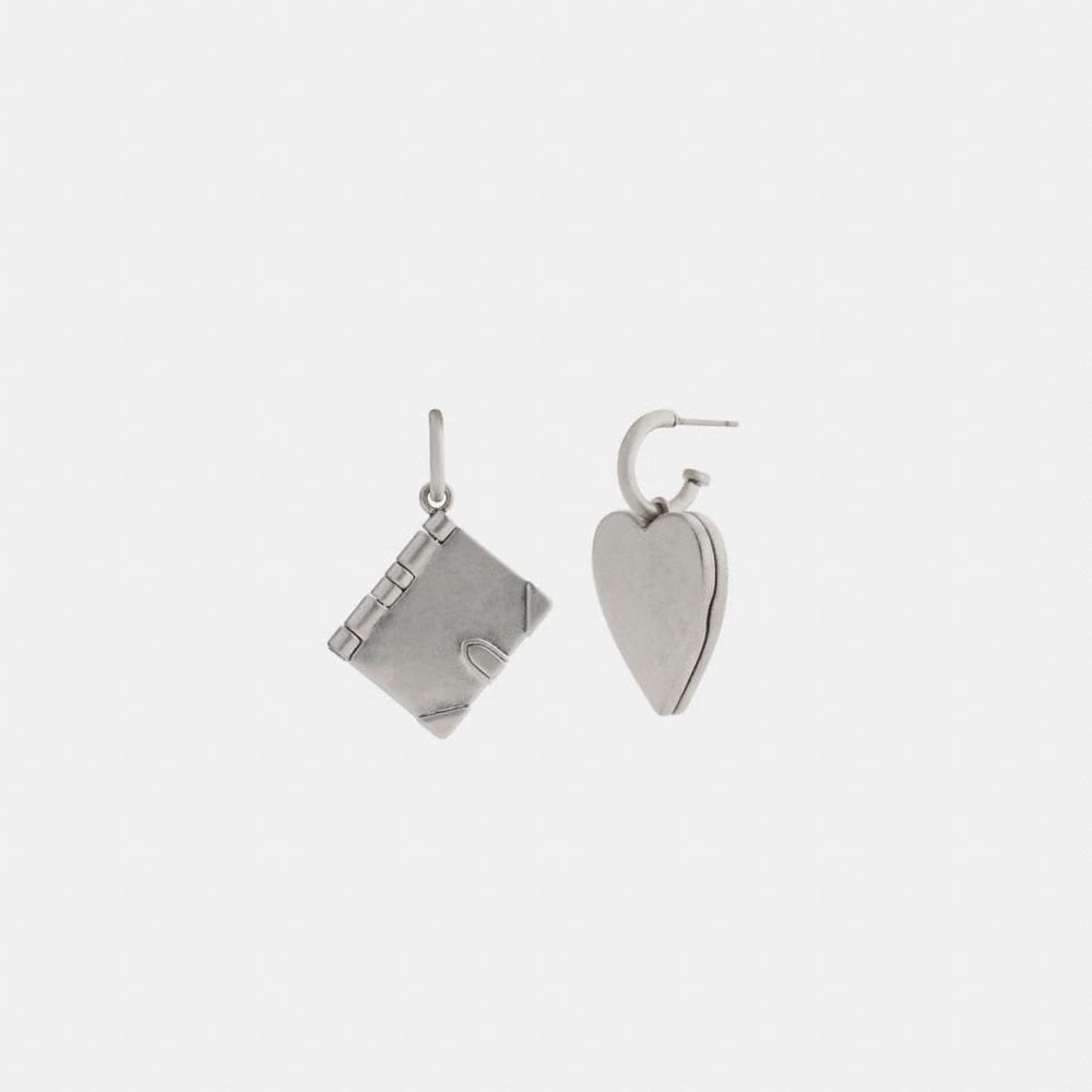 Heart Locket And Book Mismatch Earrings
