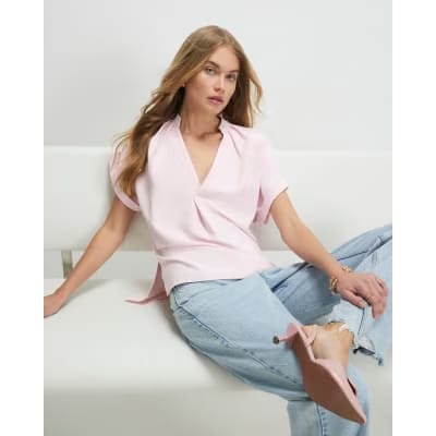 Pink Notch Neck T-shirt