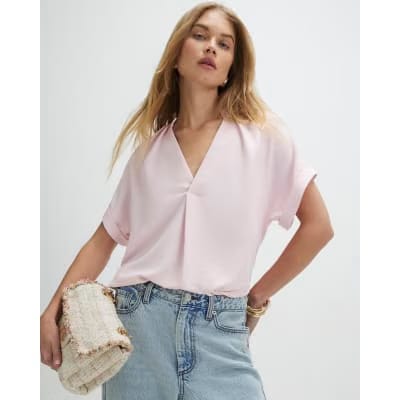 Pink Notch Neck T-shirt