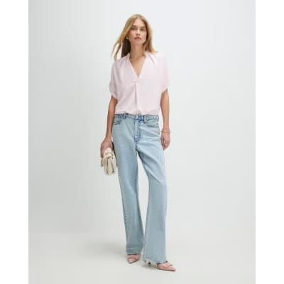 Pink Notch Neck T-shirt