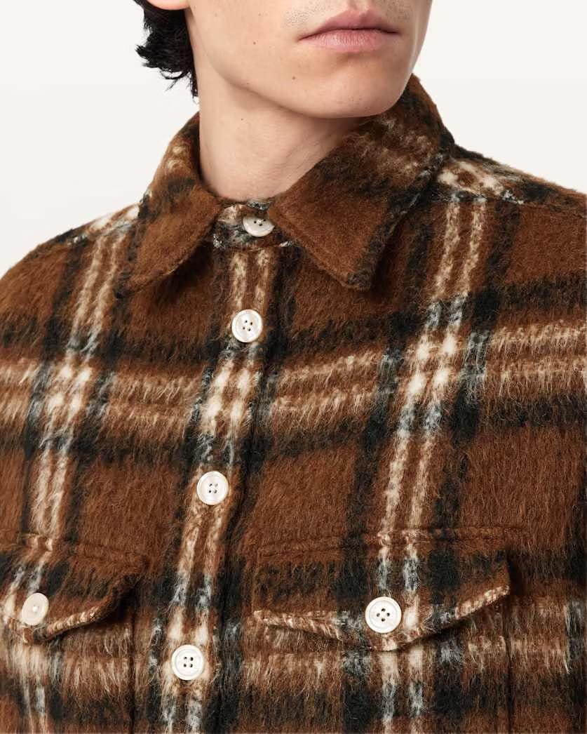 AllSaints Royodo Long Sleeve Check Shirt Brown