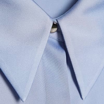 Blue Satin Long Sleeve Slim Fit Shirt