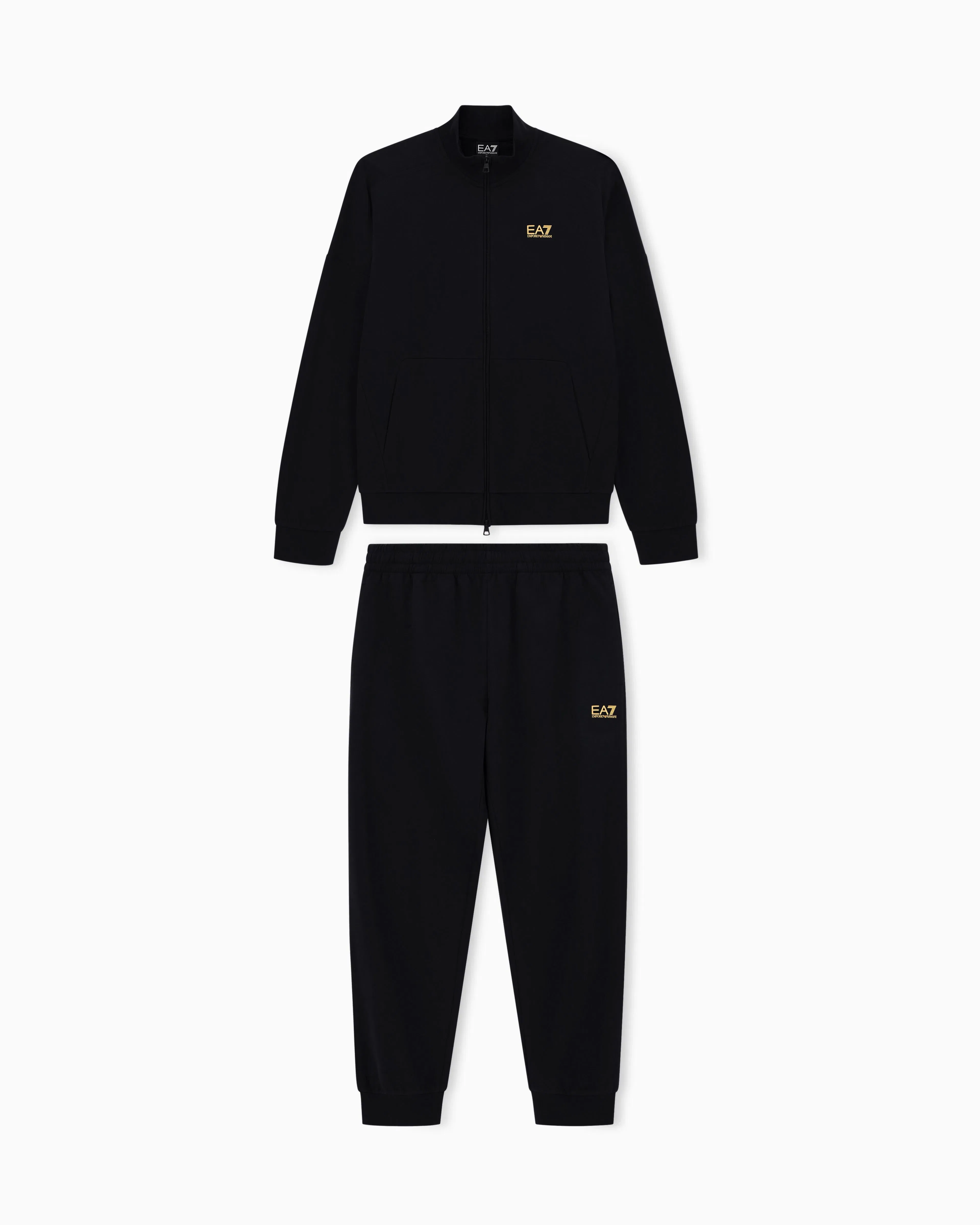 EA7 Cotton suit with a stand collar and zip Core Identity