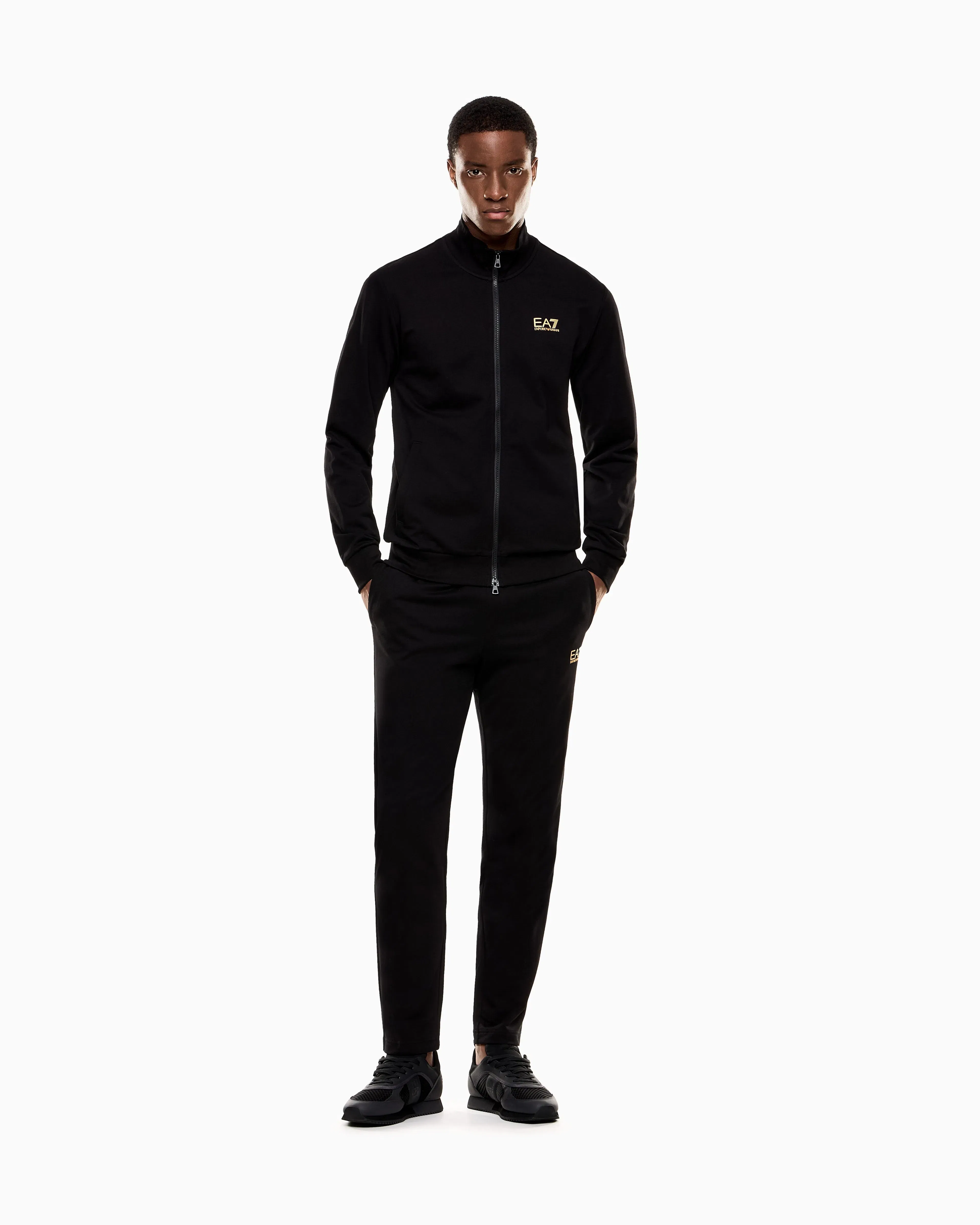 EA7 Cotton suit with a stand collar and zip Core Identity