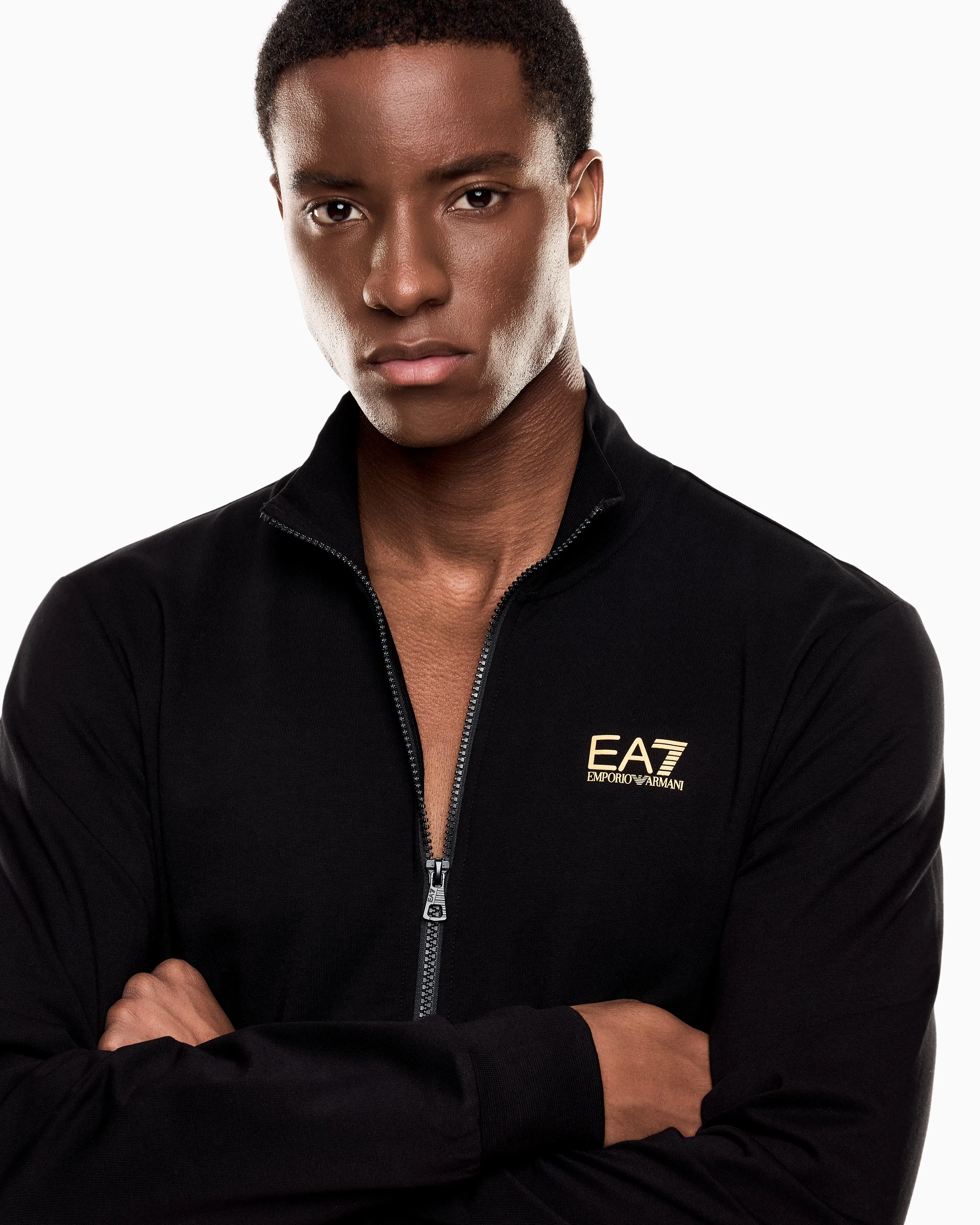 EA7 Cotton suit with a stand collar and zip Core Identity