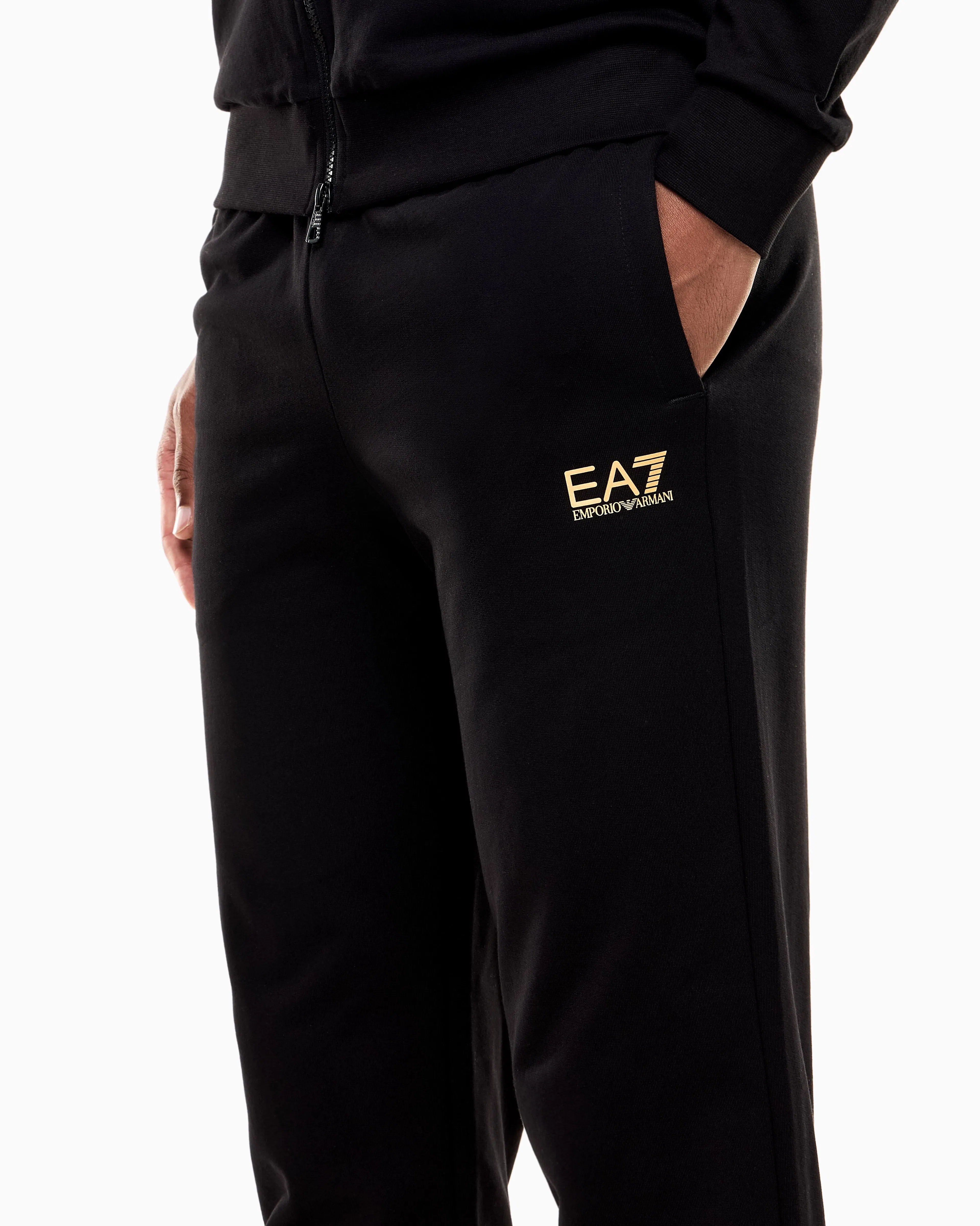 EA7 Cotton suit with a stand collar and zip Core Identity