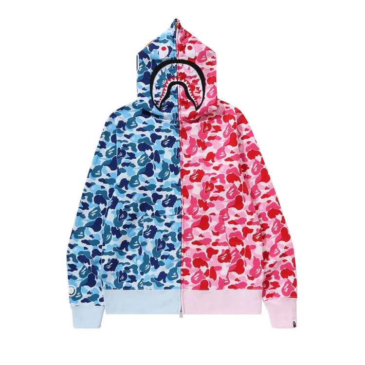 BAPE ABC Camo Crazy Shark Full Zip Hoodie Black/Pink