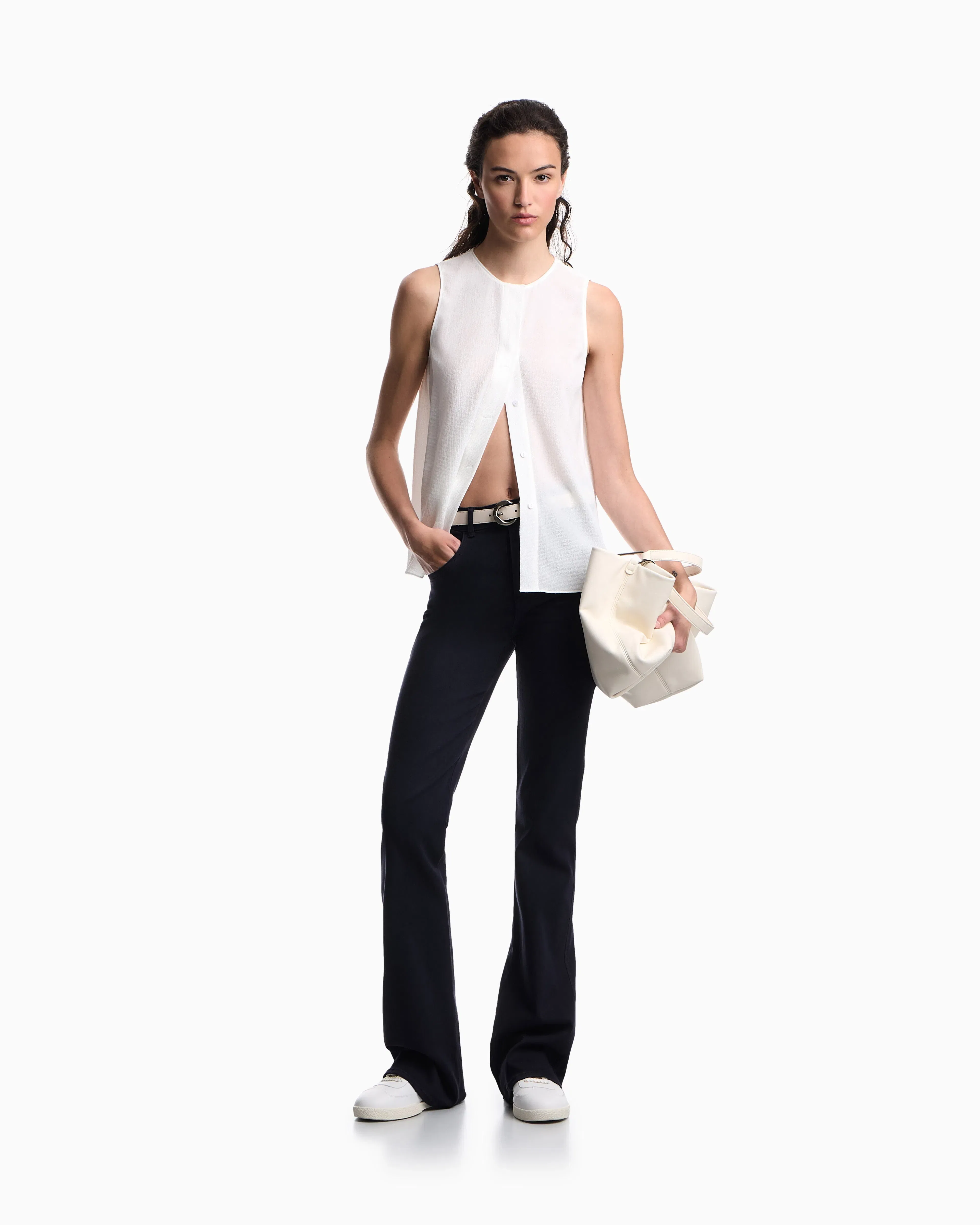 Emporio Armani J9D mid-rise jeans with a flared hem in a garment-dyed viscose blend