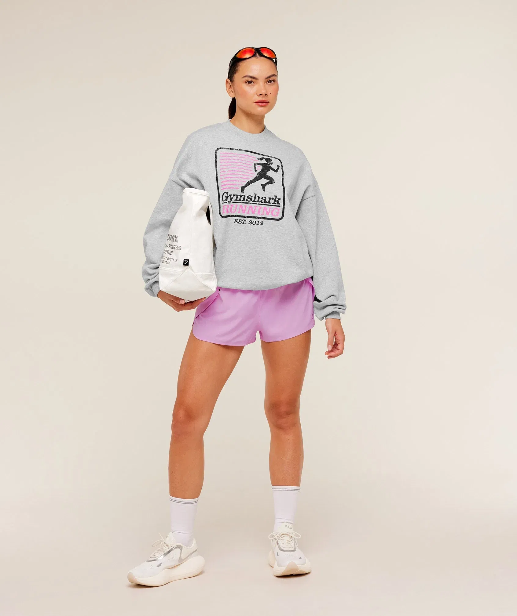 Gymshark Run Club Graphic Sweatshirt - Light Grey Core Marl