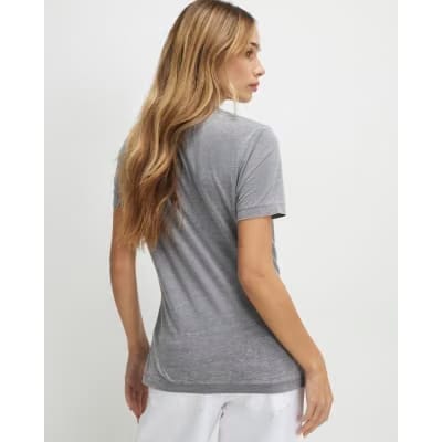 Grey Short Sleeve Burnout Twist Front T-shirt